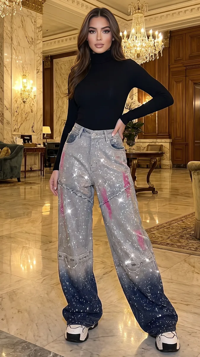 Jeansy z kamyczkami